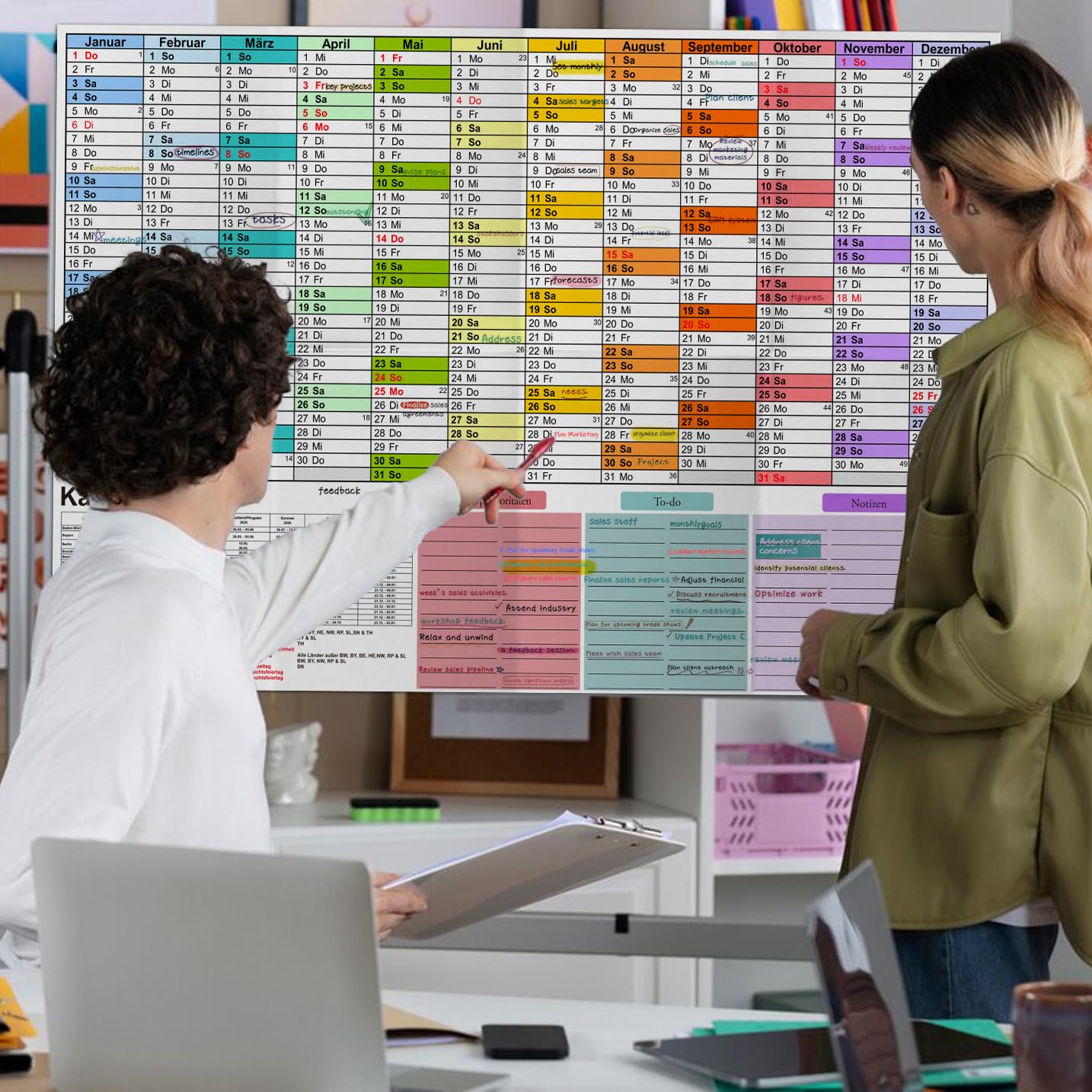 Kalenderoutlet DIN B0 Wandkalender 2026, afwasbaar, XXL jaarplanner, 140 x 100 cm, voor kantoor, school en thuis, grote wandkalender 2026, jaarkalender, Duits formaat, planner groot formaat