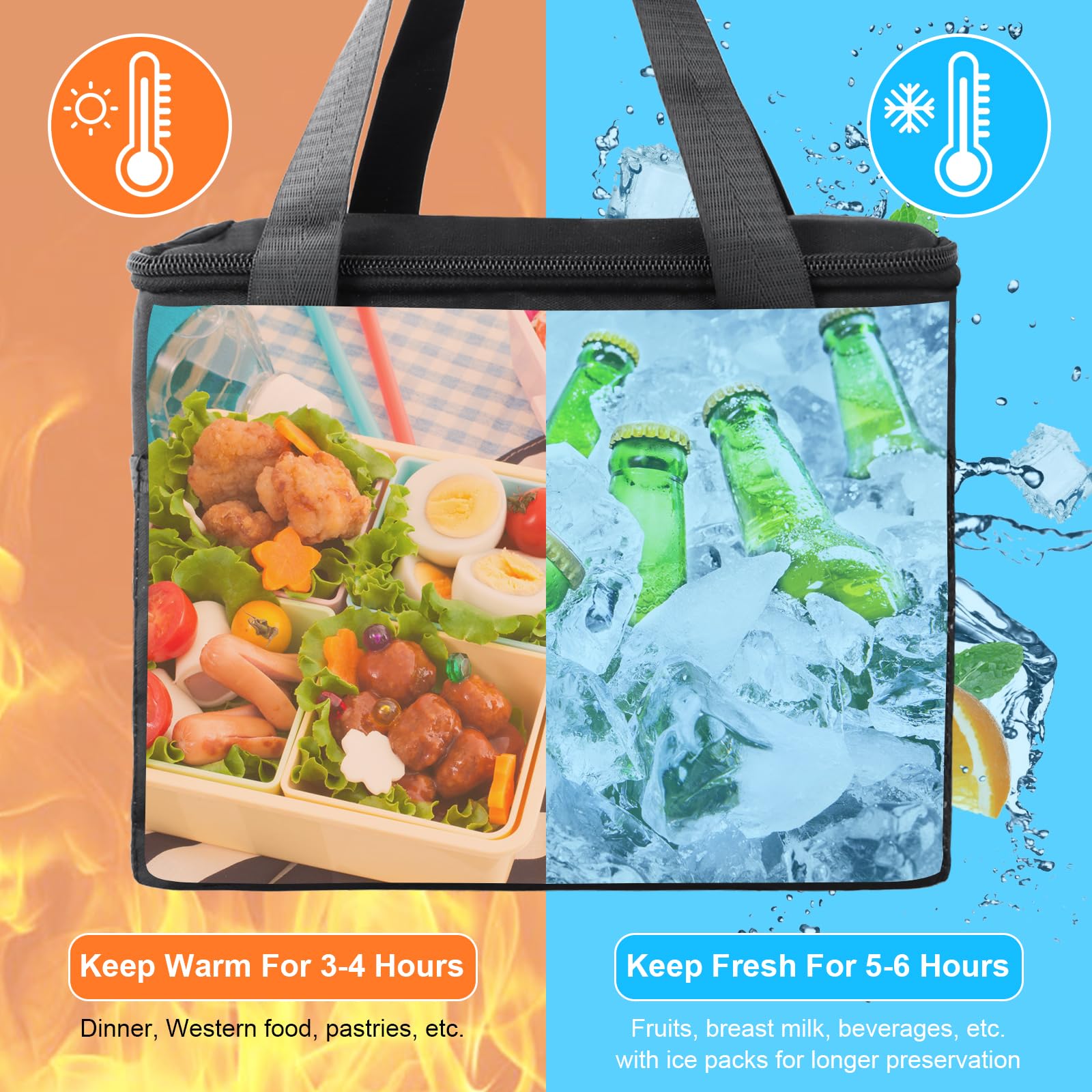 Pudełko na lunch 3 w 1 z przegródkami, pudełko Bento 2800 ml z torbą, szczelne pudełko na żywność, 3 warstwy, do układania w stos, ze sztućcami, podgrzewane pudełko na lunch dla dzieci i dorosłych