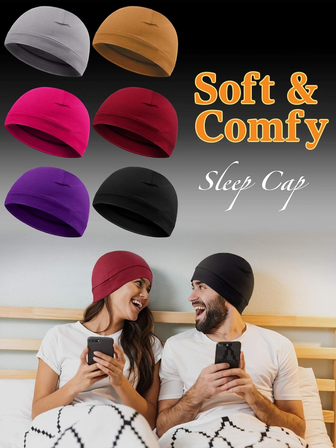 Syhood 6 Pieces Men Skull Caps Cotton Beanies Sleep Hats Multifunctional Helmet Liner Cap for Men and Women - Image 6