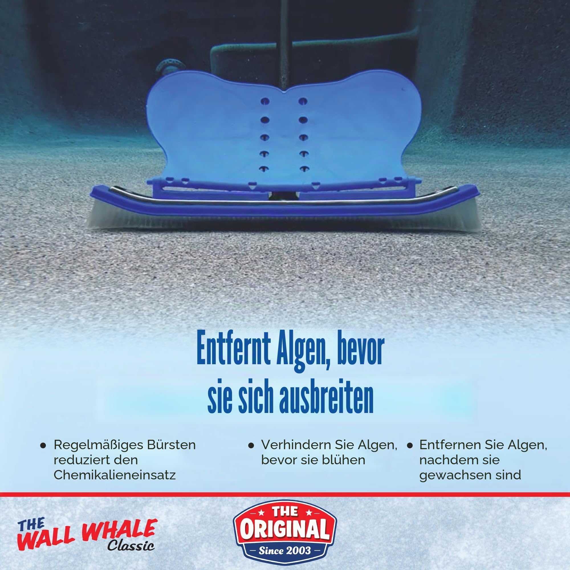 The Wall Whale Classic WW18Res Schwimmbadbürste, 45,7 cm, Blau