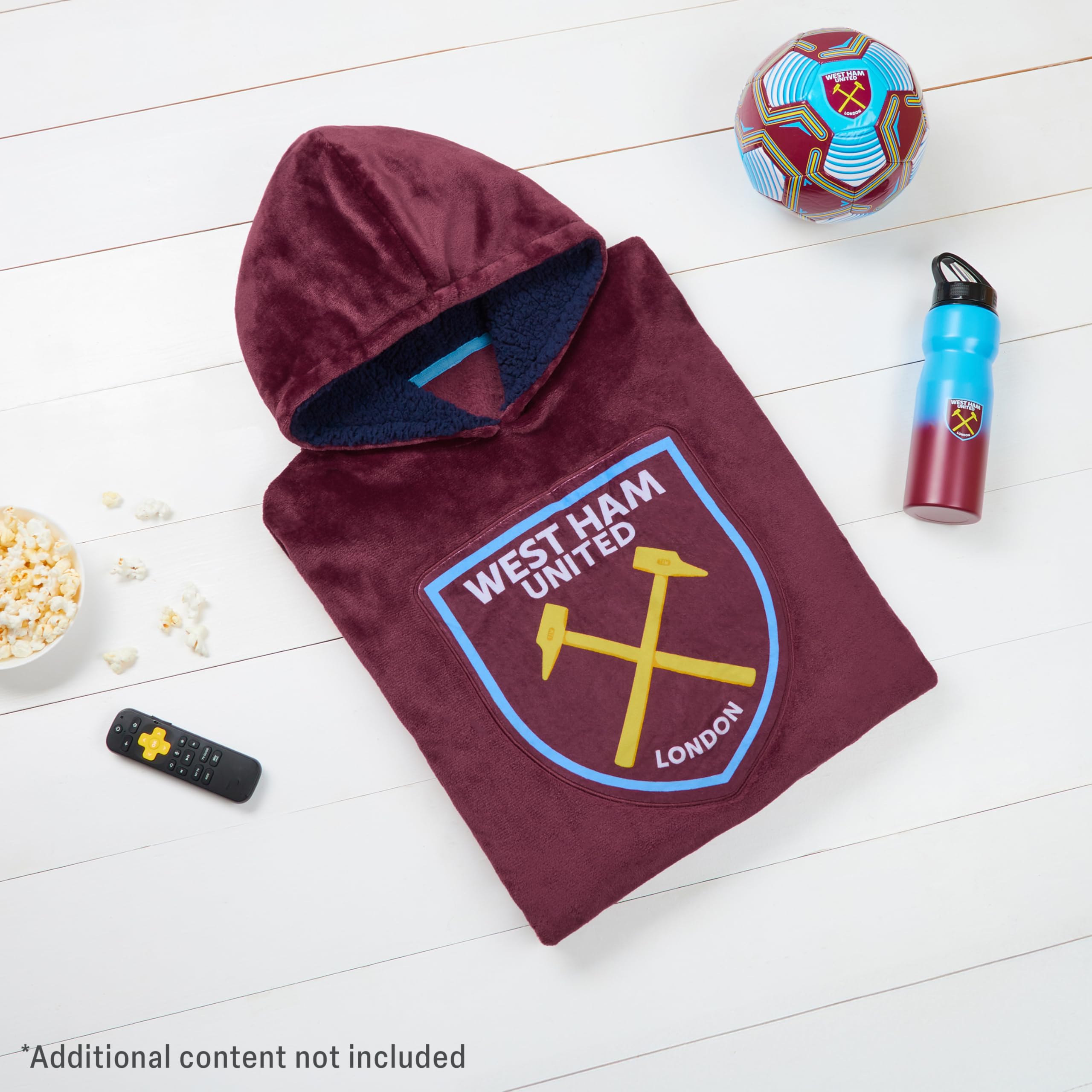 West Ham United F.C. Boys Oversized Fleece Poncho with Hood, West Ham Gifts for Boys Burgundy - Image 2