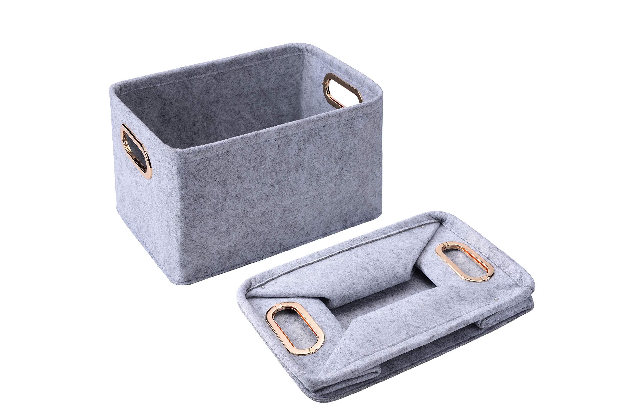 Cestas de almacenamiento plegables de fieltro con asas de metal para juguetes, habitación de niños, ropa, toallas y revistas, cajas organizadoras, contenedor 7