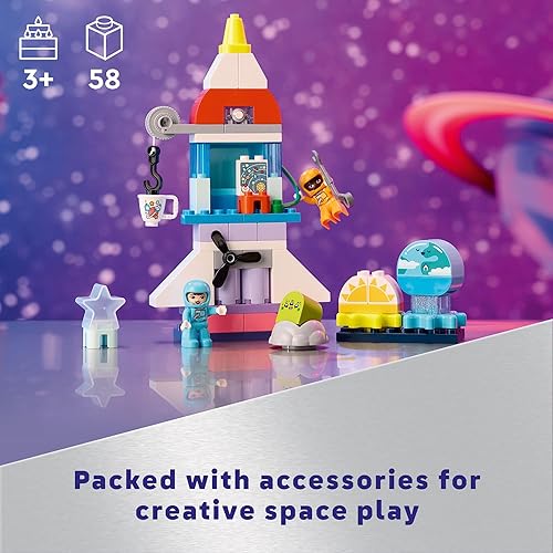 Miniatura 3 de LEGO DUPLO 10422 - Juego de construcción de naves espaciales 3 en 1, juguete educativo de descubrimiento espacial para niños de 3 años en adelante,