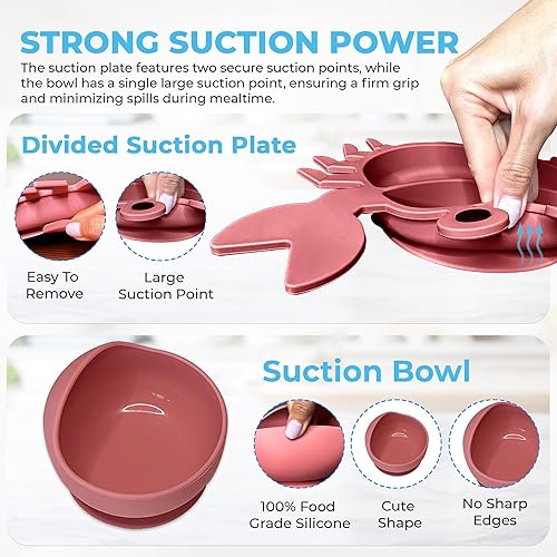 Miniatura 3 de Baby Led Weaning Supplies - Juego de alimentación de silicona para bebés - Juego de platos de succión de silicona ultra completos. Juego de platos