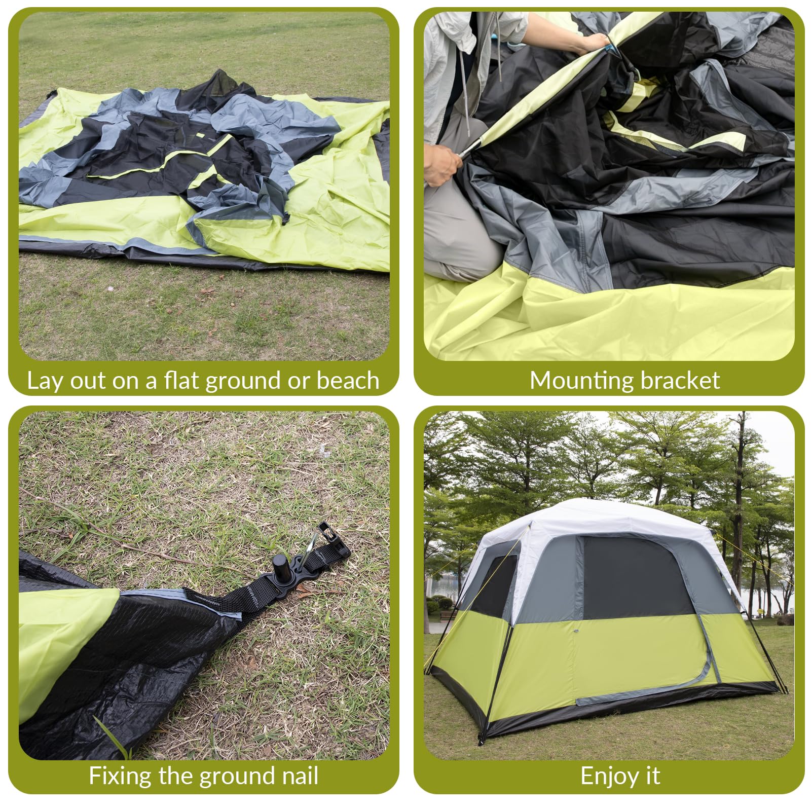 DanCoom Tente 4/6 personnes, montage facile, imperméable, avec protection contre la pluie, grande tente familiale portable double couche pour camping, arrière-cour, extérieur et randonnée - 300 x 270