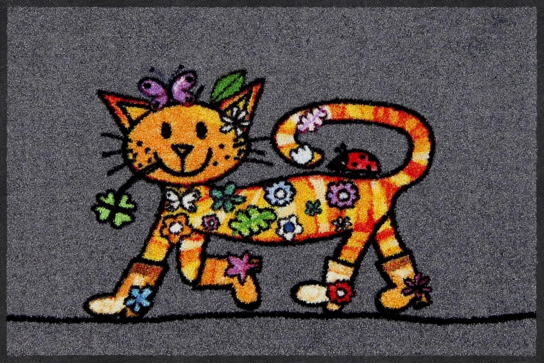 Salonloewe Fussmatte Funky Cat I Schmutzfangmatte & Fußabtreter für Innen 50 x 75 cm
