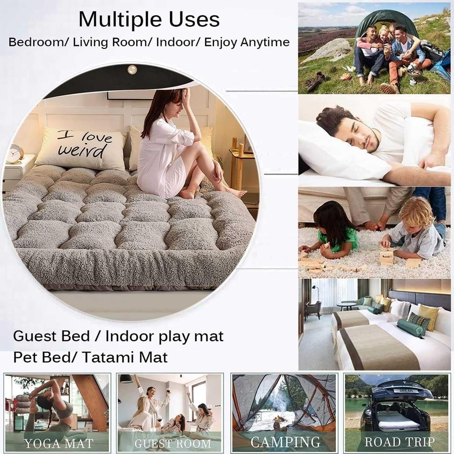 Gruby japoński materac futon – oddychająca mata kempingowa miękka podkładka do spania uniwersalna leżak podłogowy do wewnątrz / na zewnątrz idealny futon sofa alternatywa