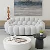 JACH 78.74 Modern Bubble Sofa, Curved Couch, Upholstered Love Seat Couch, Lazy Floor Sofa, 3D Honeycomb-Shaped Leisure Sofas for Living Room, Apartment, Small Space, Light Grey