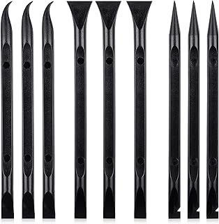 9 Pieces Plastic Scraper Tool Scratch Free Plastic Scraper Cleaning Pen-Shaped Scraper Tool Stiff Multipurpose Label Scraper for Tight Spaces, Kitchen, Crevices, Food, Paint (Black)