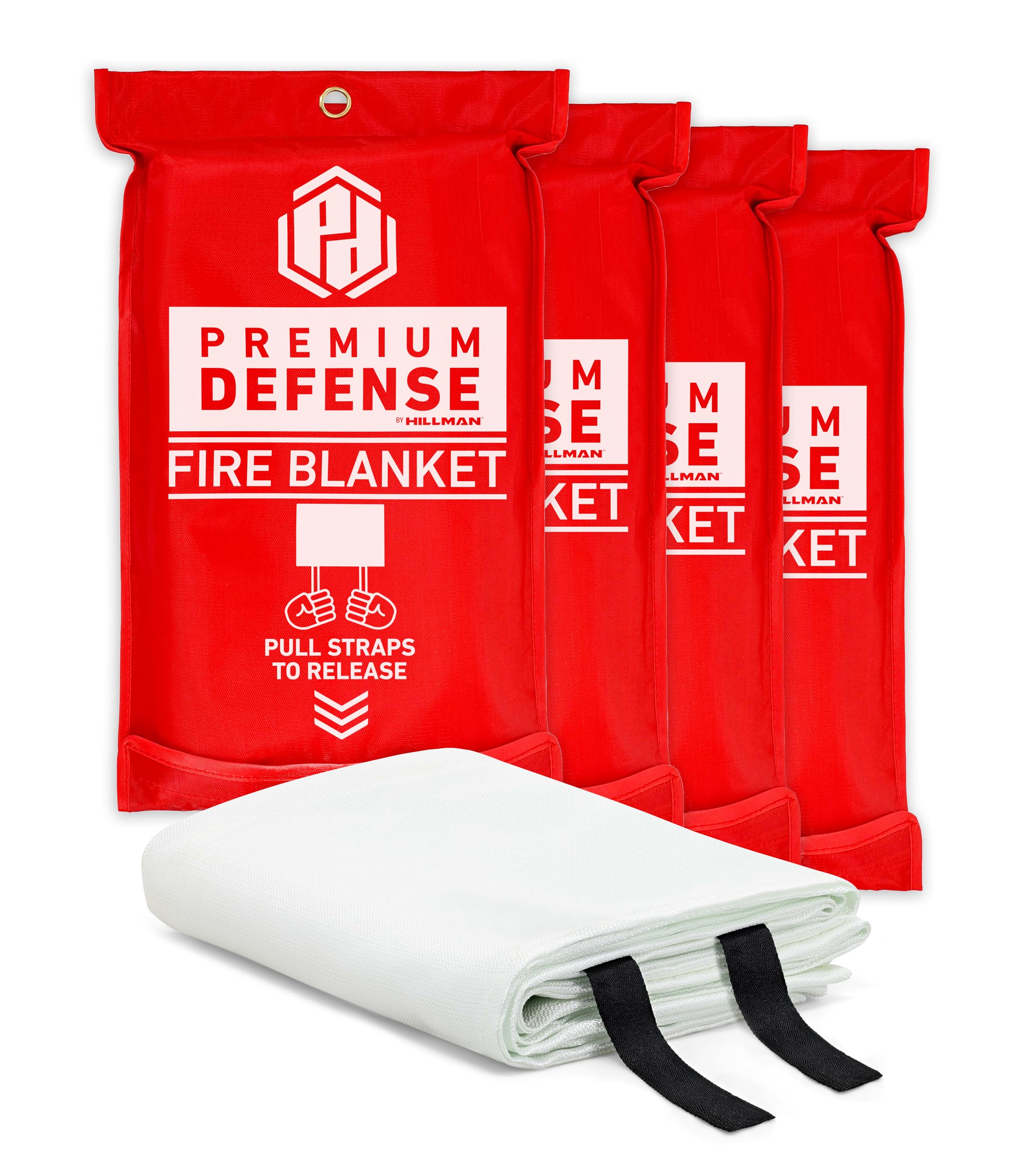 Premium Defense Fire Blanket, Fire Blanket for Home and Kitchen Emergency, Fire Extinguisher, Flame Suppression, Fiberglass, 60” x 70”, 4 Pack