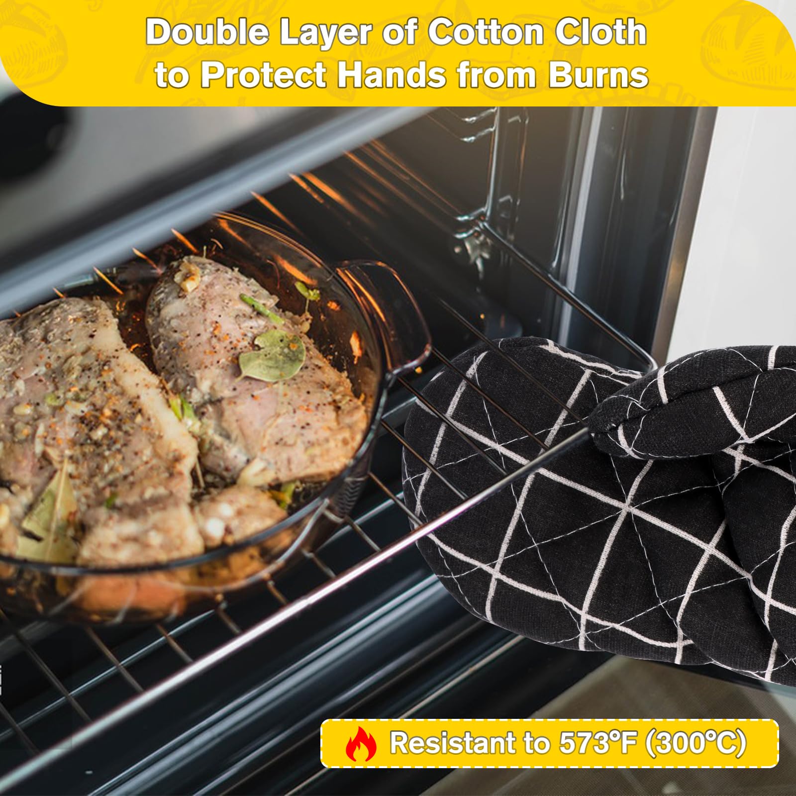 Guanti Da Forno E Presine Set 4 Pezzi - Resistente Al Calore 300°C - Foto 2