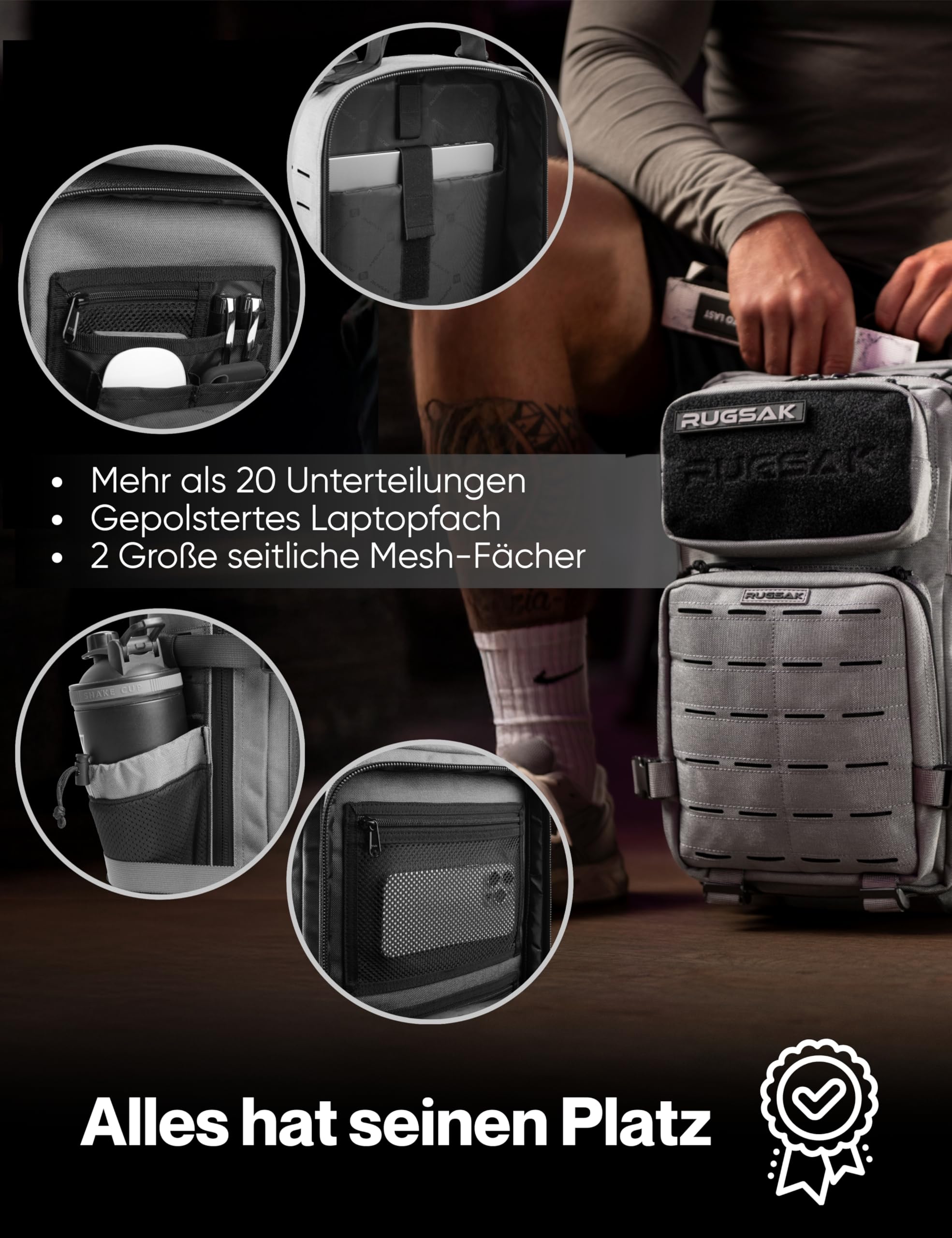 RUGSAK ALPHA Go | Taktischer Rucksack [15-25L] Wasserdicht & EXTREM Robust | Militär Survival Backpack | für Outdoor Arbeit Wandern Camping und Gym | Molle Reiserucksack Herren & Damen
