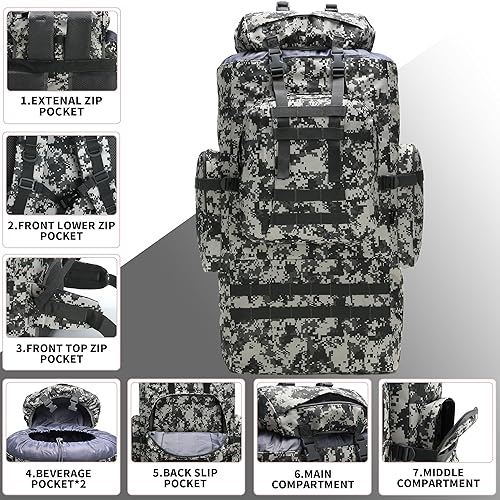 Miniatura 5 de King'sGuard 100L Camping Senderismo Mochila Molle Mochila Militar Camping Mochila Mochila