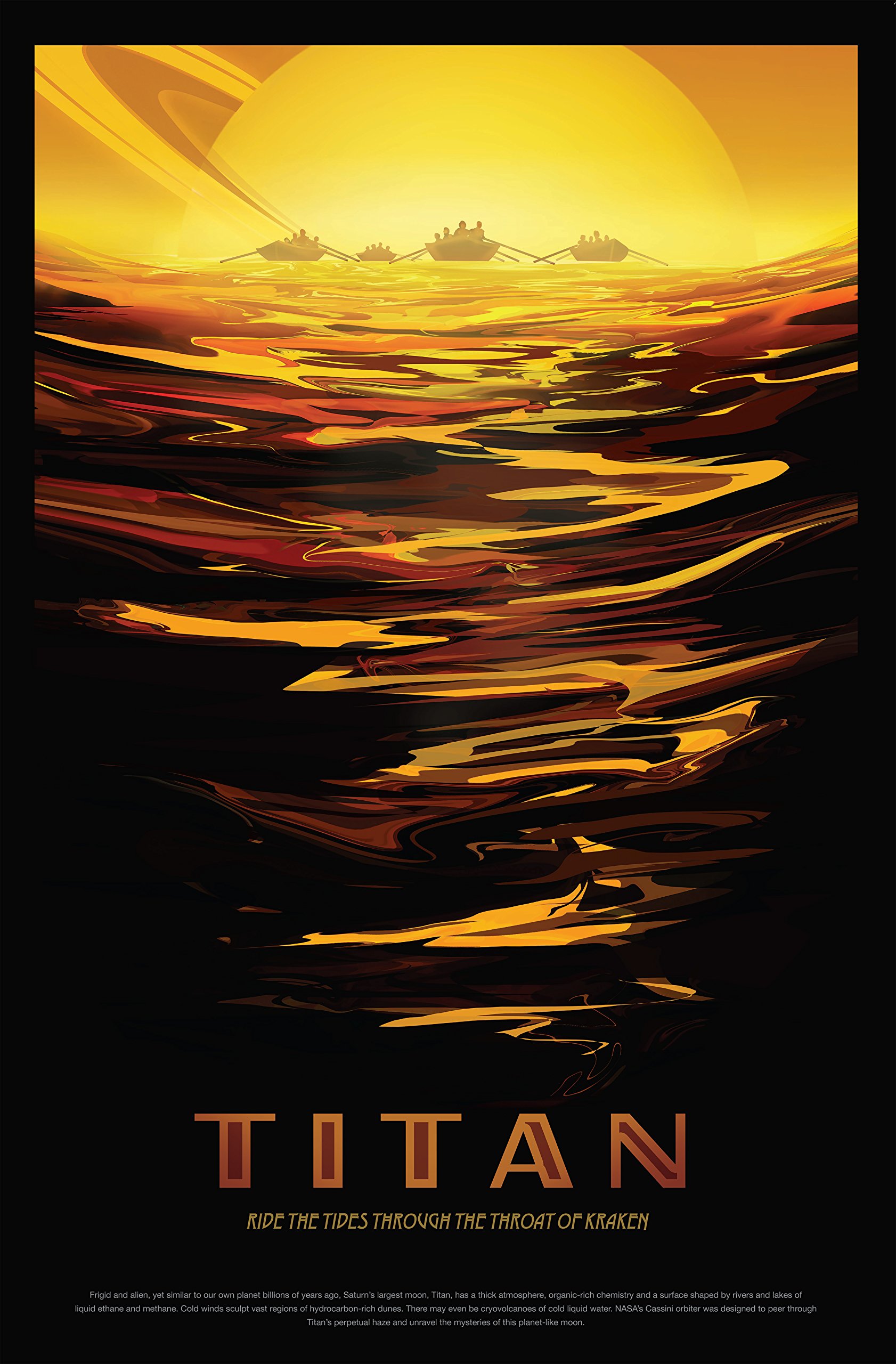 Amazon.com: Titan Mock Travel Poster - Visit Saturn's Largest Moon