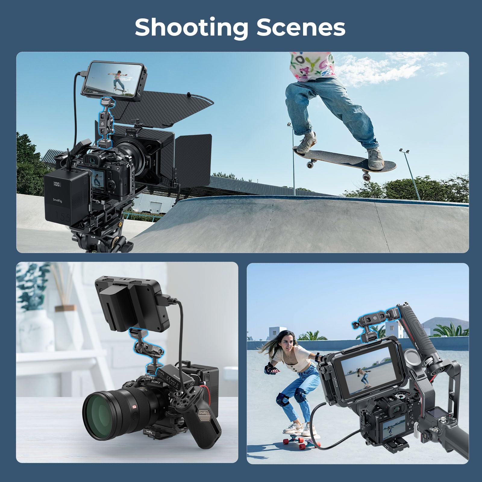 SMALLRIG Quick Release Magic Arm mit 360°-Kugelkopf, Gelenkarm mit 1/4”-20 Schrauben & Detachable Locating Pins, Max. Nutzlast 5,5kg / 12,1lbs, für Monitor, Kamerakäfig, HawkLock H21-4488