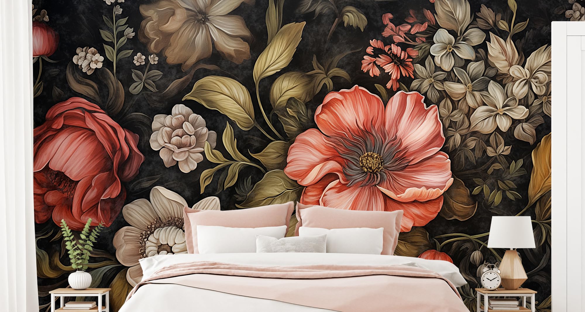 Muralo - Tapeta 3D z włókniny - fototapeta z efektem 3D - tapeta do salonu, sypialni, tapeta ścienna - fototapeta - kwiaty w stylu vintage - szer. 368 cm x wys. 280 cm