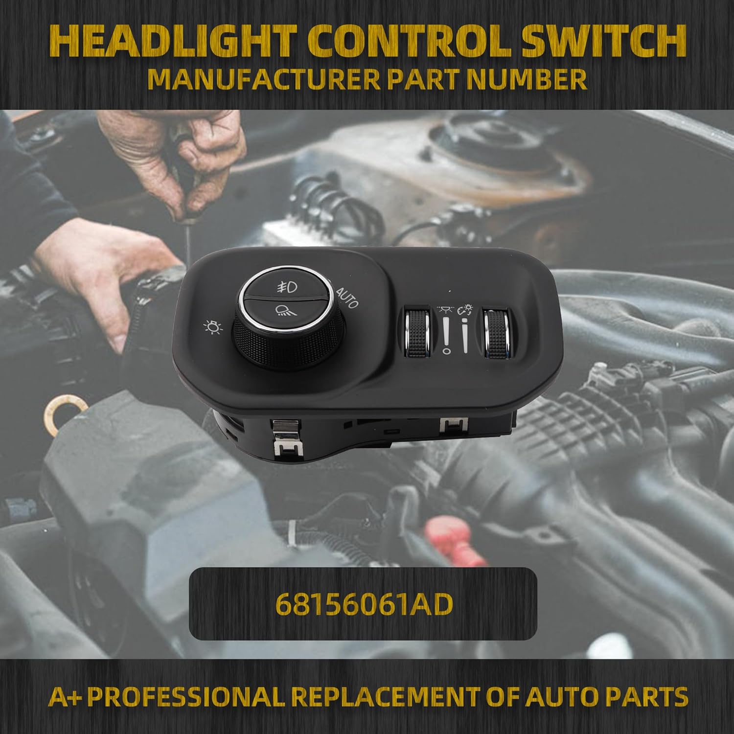 Dasbecan Headlight Fog Light Switch Compatible with 2019-2024 Dodge Ram 1500/2500/3500 Headlight Lamp Control Moudle Replace# 68156061AD