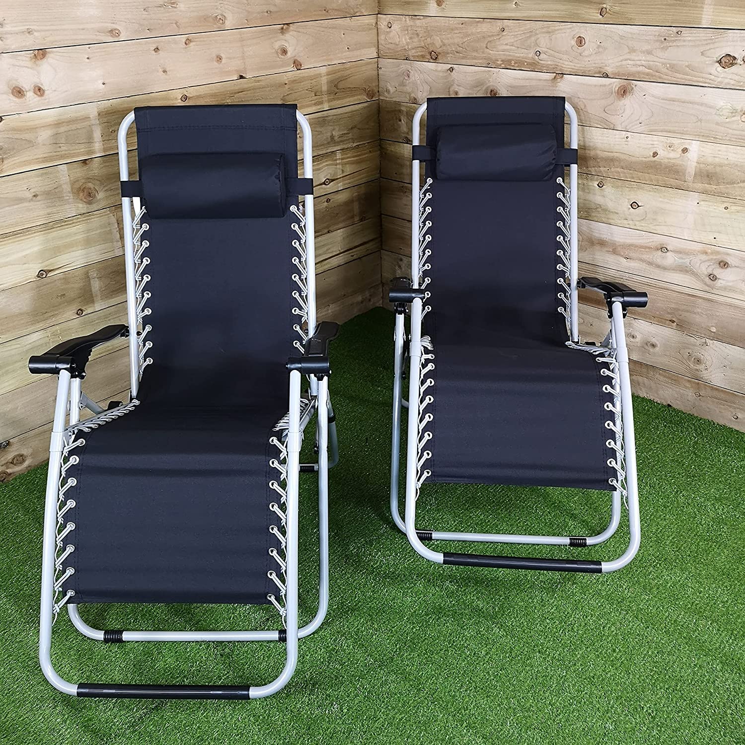 Garden Mile Set Van 2 Zero Gravity Ligstoelen Loungestoel Terrasstoelen Bekerhouder Tuinmeubilair