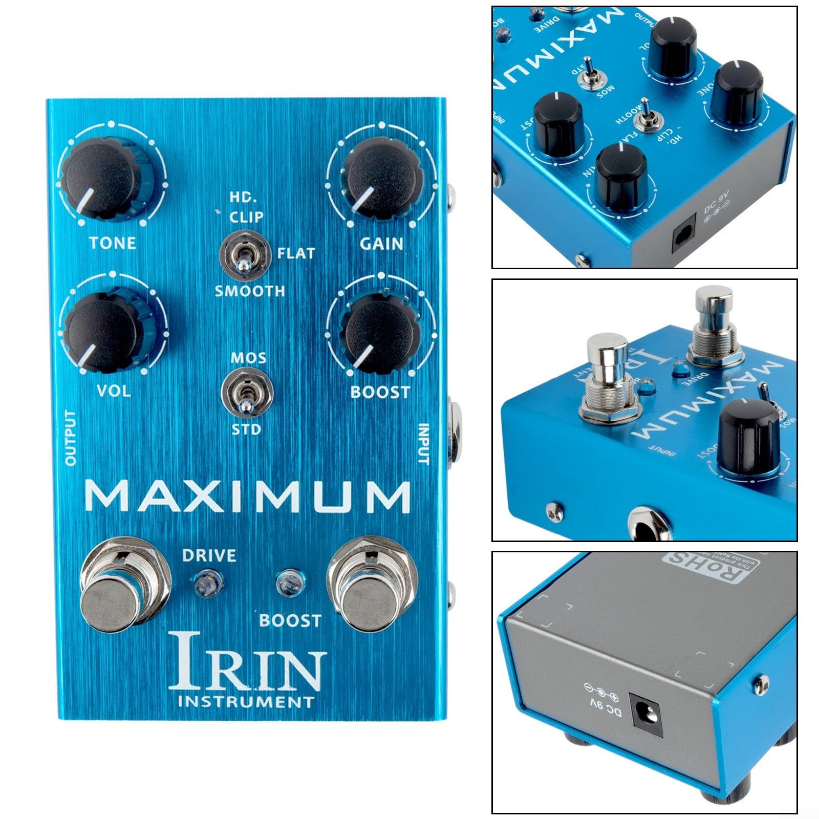 IRIN - Pedale per effetti per chitarra, overdrive distorsione a dieci segmenti, equalizzatore per effetti per chitarra elettrica e basso (B)