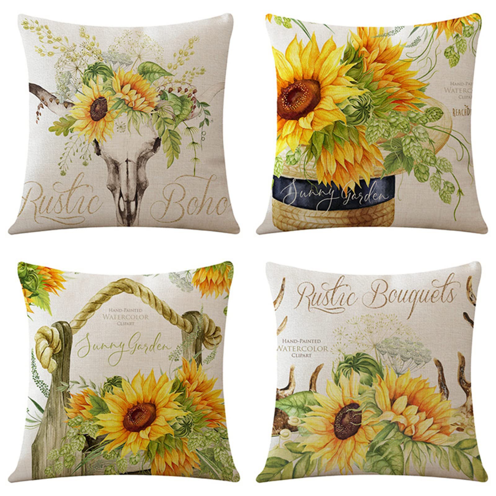 Housses de coussin d'extérieur fleur jaune pour égayer votre canapé de salon de jardin en lin 70x70