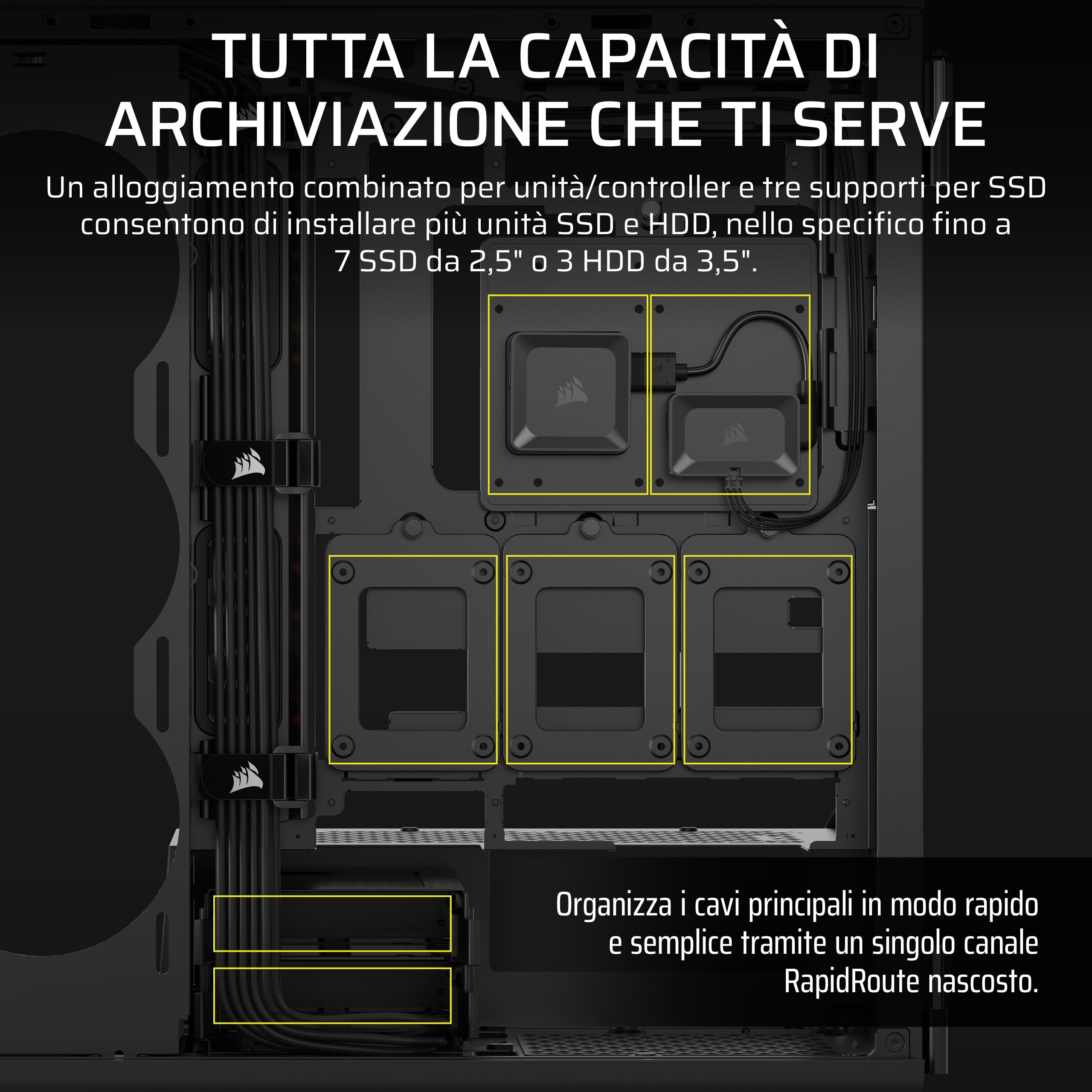 CORSAIR iCUE LINK 5000T LX RGB Mid–Tower ATX PC Case – 3 ventole LX120 RGB preinstallate, strisce luminose Aurora integrate, interni spaziosi, Hub di sistema iCUE LINK incluso – Nero