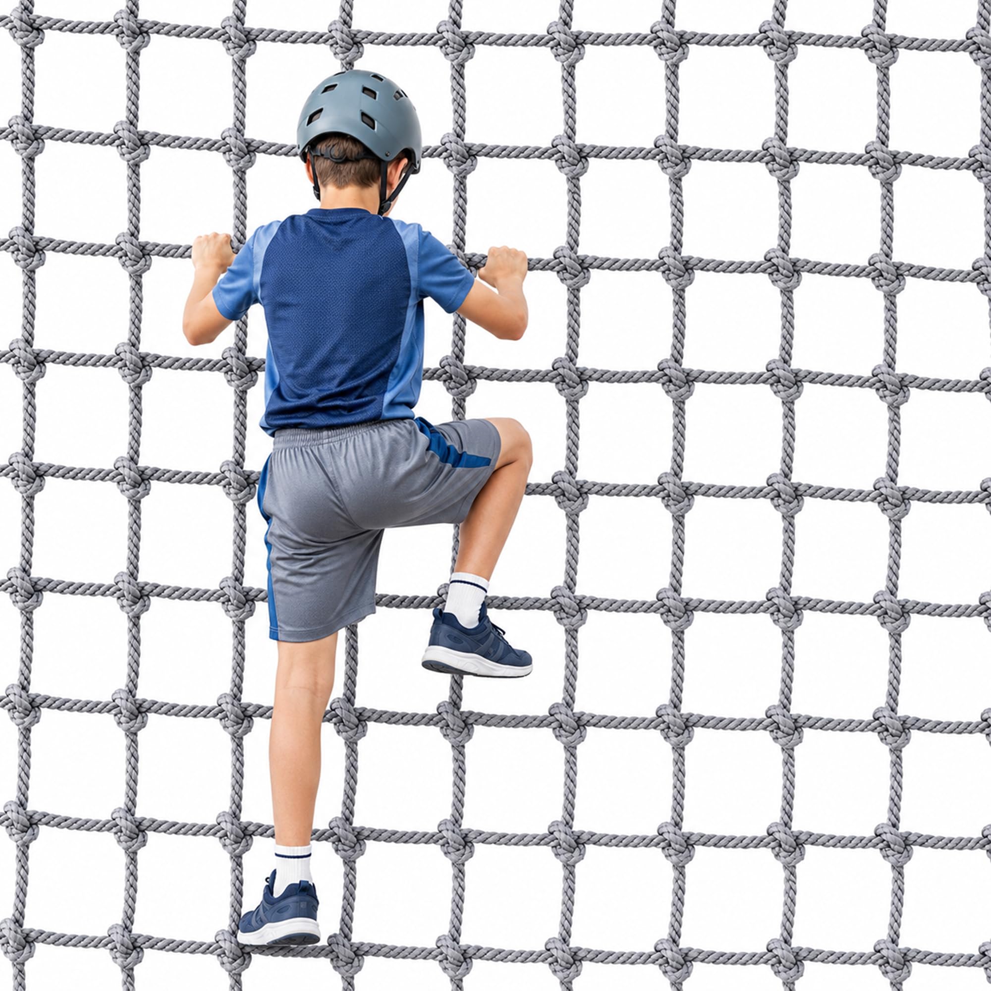 KDSD8FFF Kids Climbing Net, Cargo Climbing Net, Playground Climbing Net, Grey Polyester Rope Net for Garden Playsets, Tree Houses, Climbing Frames and Obstacle Courses,2x2m