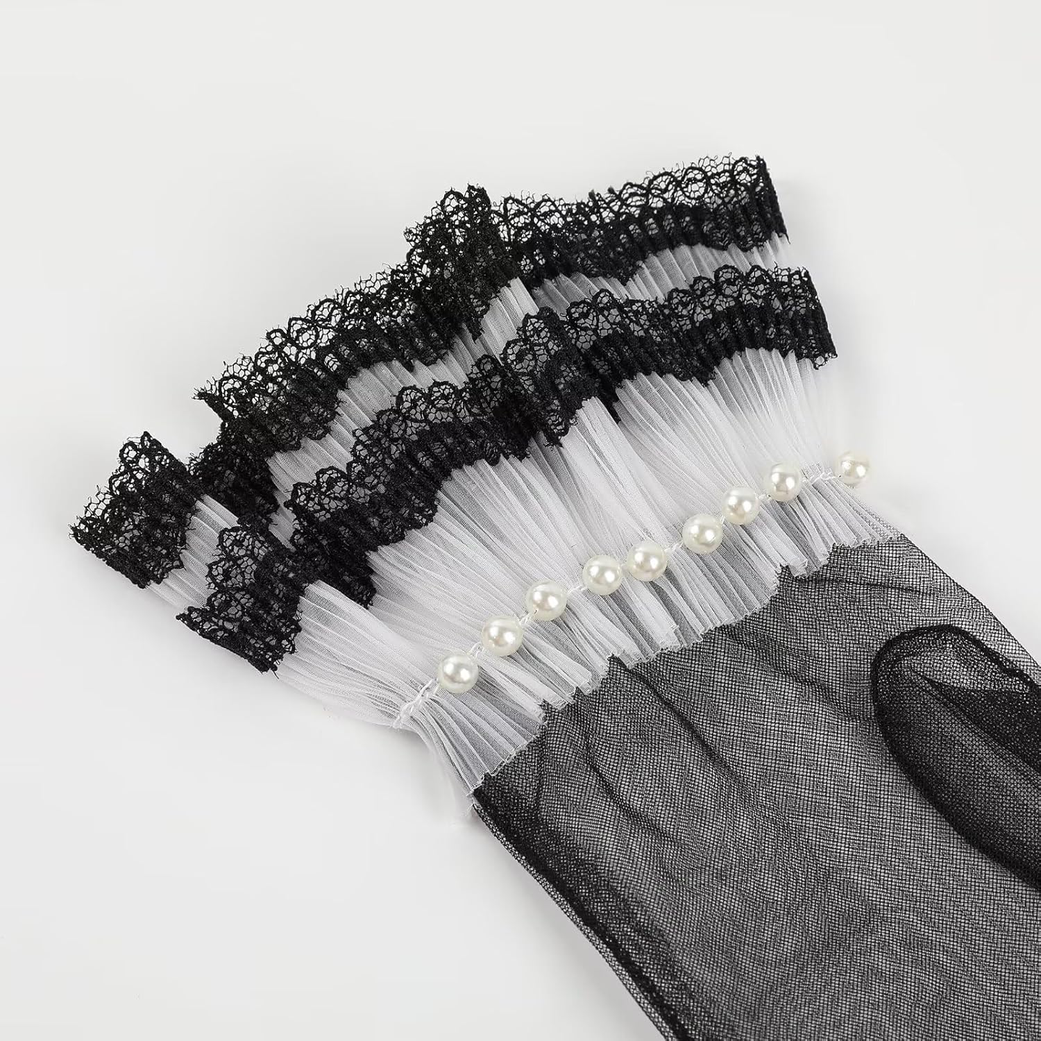 Women's Short Lace Floral Gloves Sheer Mesh Tulle Wrist Length Wedding Bridal Opera Tea Party Gloves - Image 4