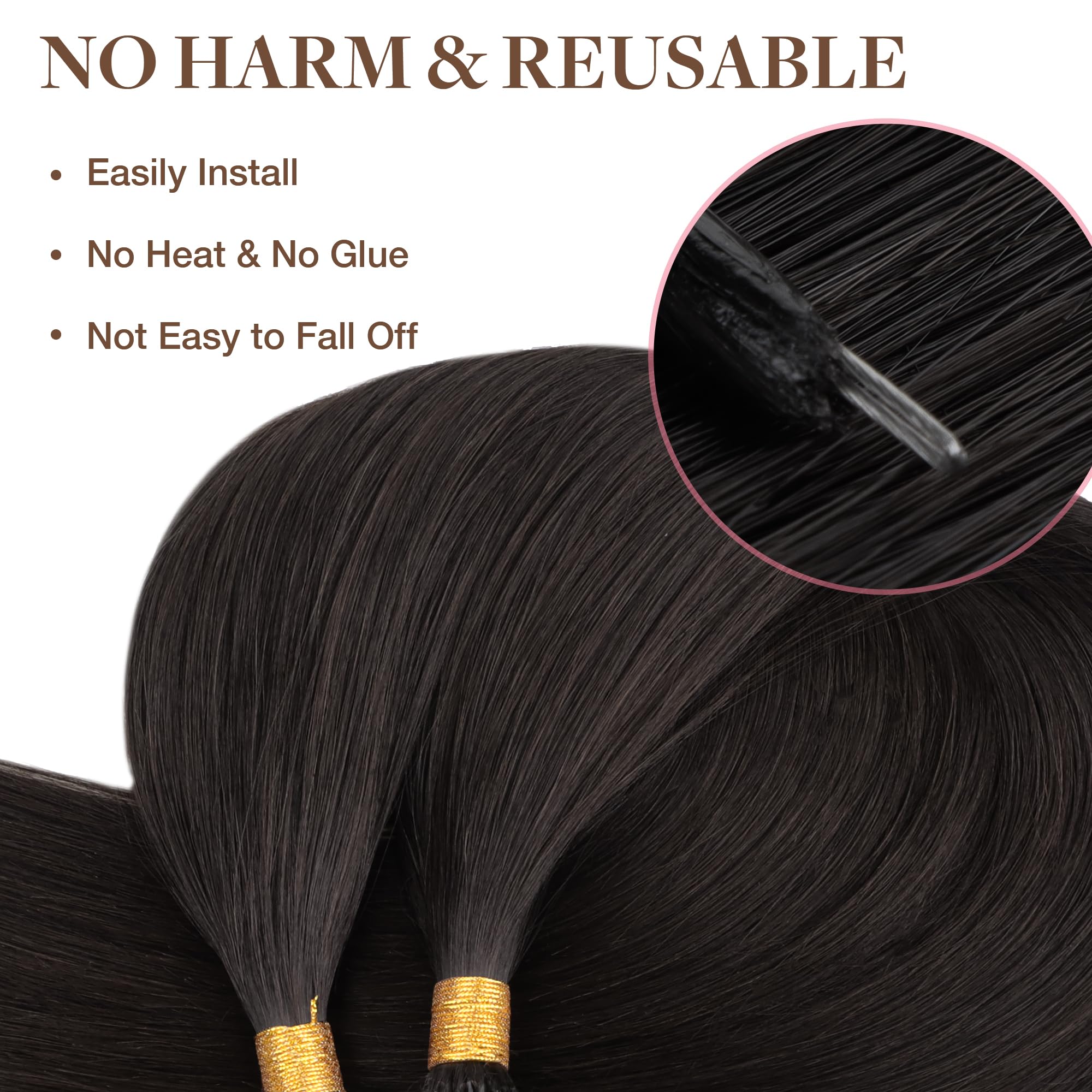 GOO GOO Nano Hair Extensions Real Human Hair, Nano Beads Hair Extensions - Image 4