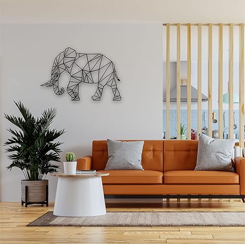 Miniatura 3 de DEKADRON Arte de pared de metal, elefante geométrico de metal, decoración de pared de metal, decoración de interiores, decoración de sala de estar,