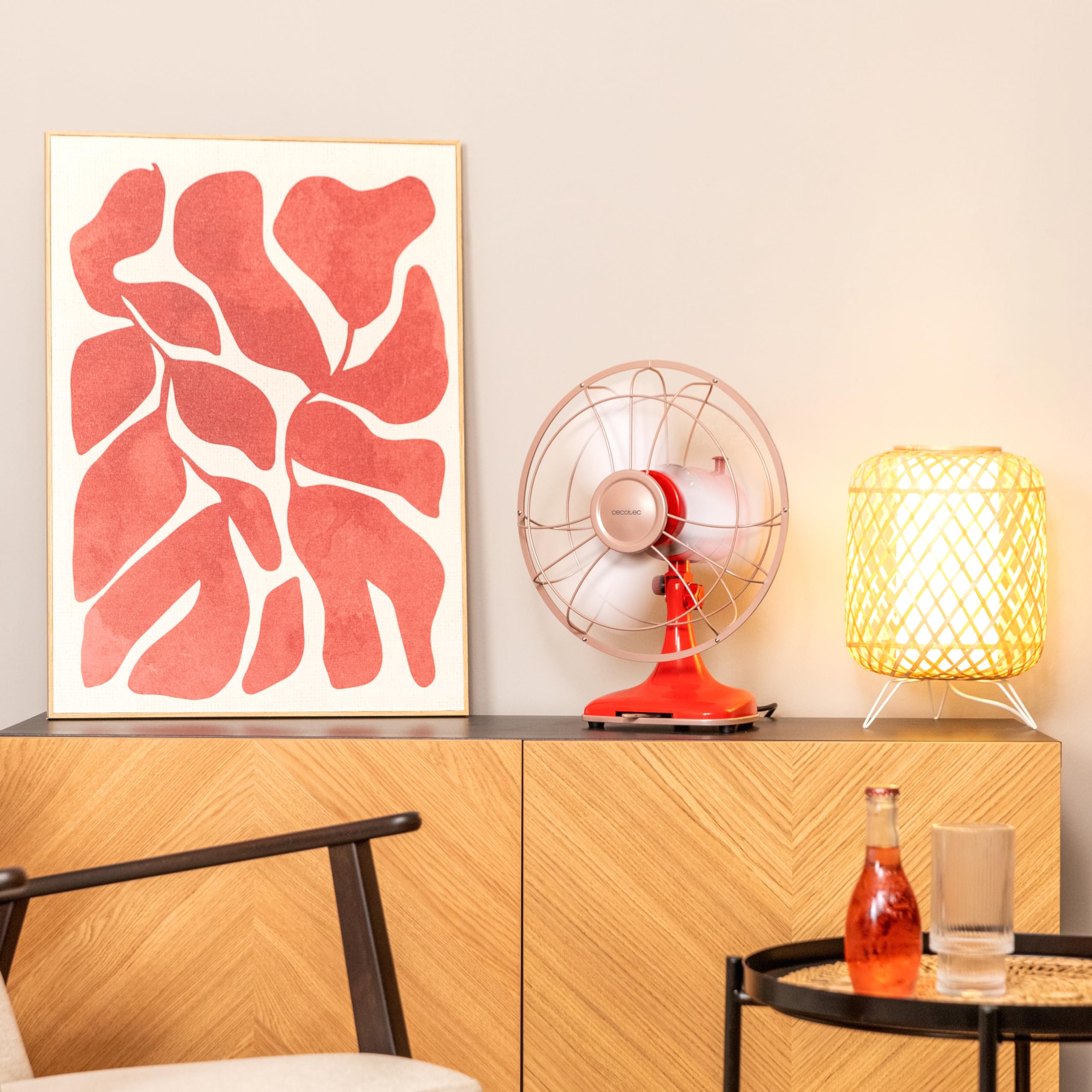 Cecotec Ventilador de Sobremesa EnergySilence 1090 RetroDesk Design. 40W de potencia, 12 Pulgadas, Diseño único y elegante, 3 Aspas aerodinámicas, 3 Velocidades, Oscilación 80º, Inclinación ajustable