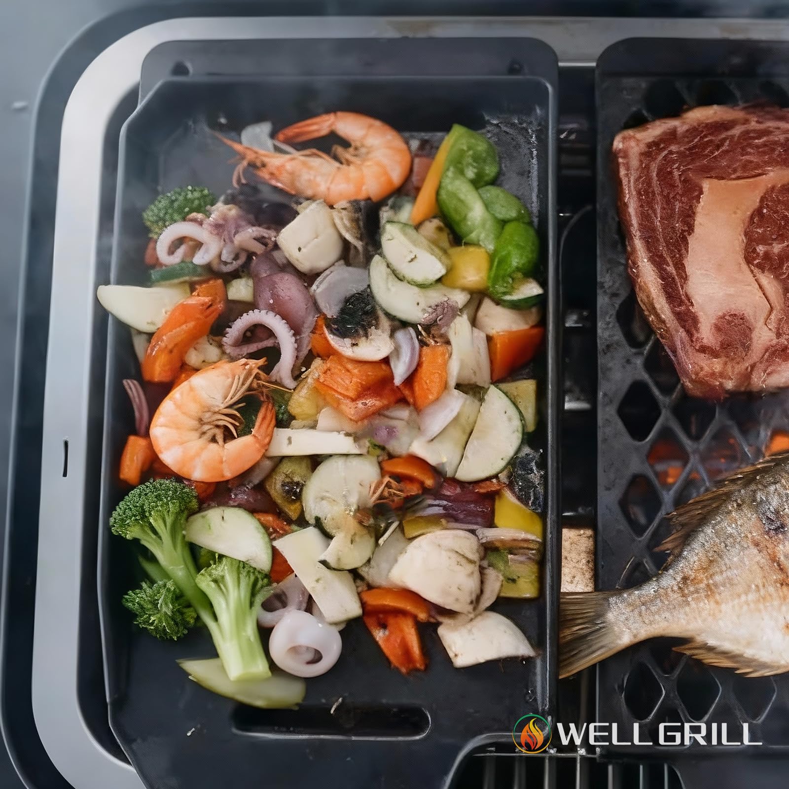 WELL GRILL Żeliwna płyta Plancha do grilla elektrycznego Severin Sevo, płyta grillowa, mata grillowa, akcesoria do grilla Severin Sevo 8106 8107 8138 8119, 34,5 x 19 cm