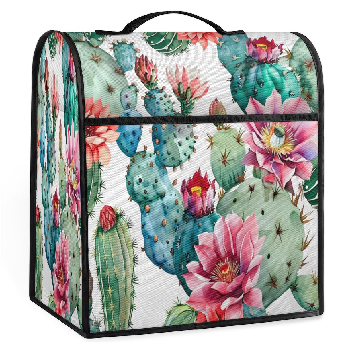 Coffee Maker Cover Watercolor Flower Cactus Kitchen Appliance Covers Small Appliance Covers Blender Cover Juicer Cover Dust Covers for Kitchen Appliances with Top Handle and Pockets,Washable,C204