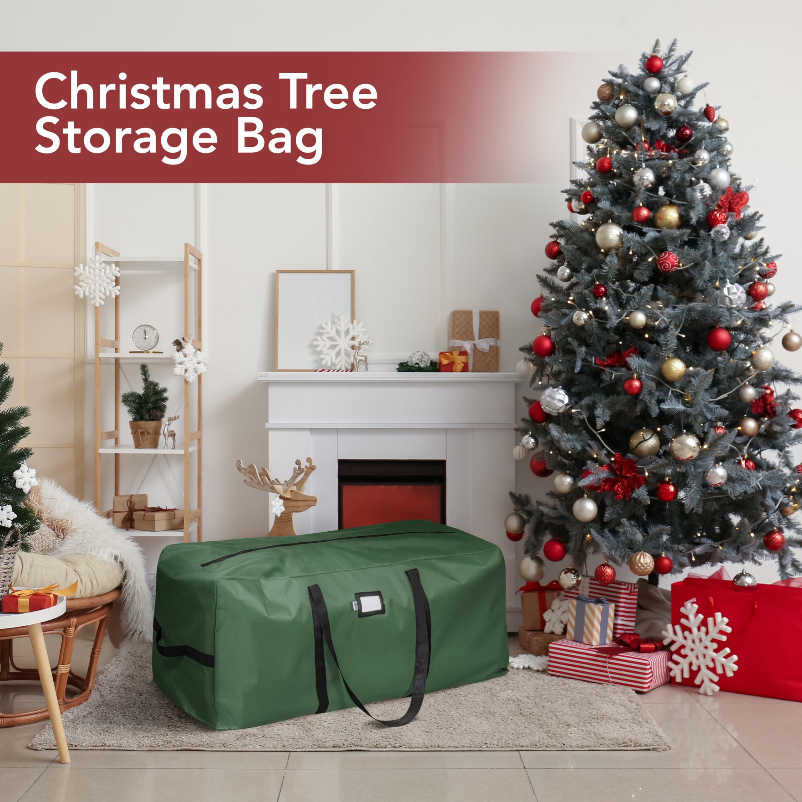 Holiday Cheer Borsa portaoggetti per albero di Natale, resistente, adatta per albero di Natale artificiale fino a 2,3 m, impermeabile, con manici resistenti e cerniera, borsa per albero di Natale