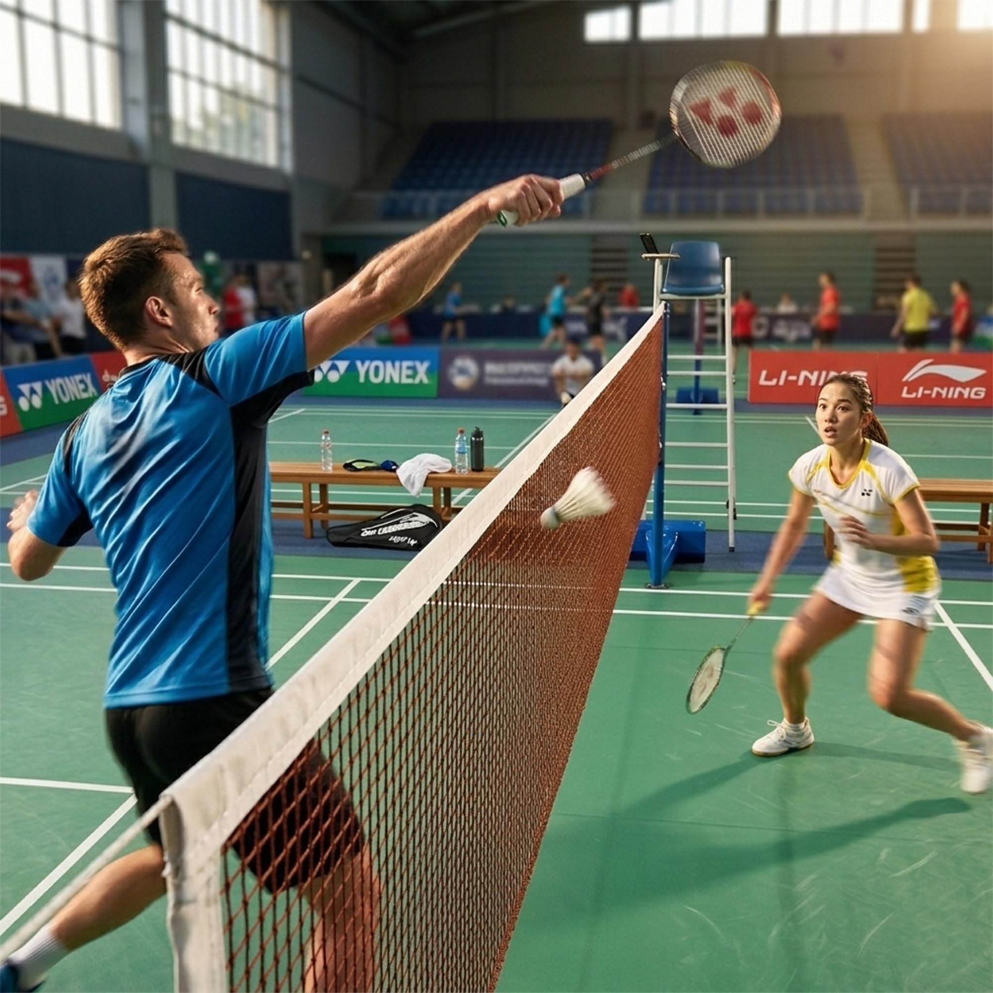 Troft Heavy Quality Badminton Net All Weather Cotton Brown for Indoor Outdoor Courts Practice Tournament Play Durable Easy Setup Use 4