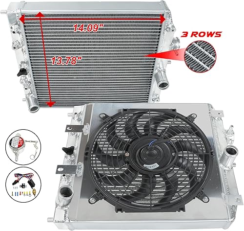 Miniatura 220 de Radiador de aluminio AA5052 de 3 filas compatible con Dodge Ram 2009-2021 1500 2500 3500 4000 V6 V8 Pickup AT/MT 3 filas,1 fila,Ventilador