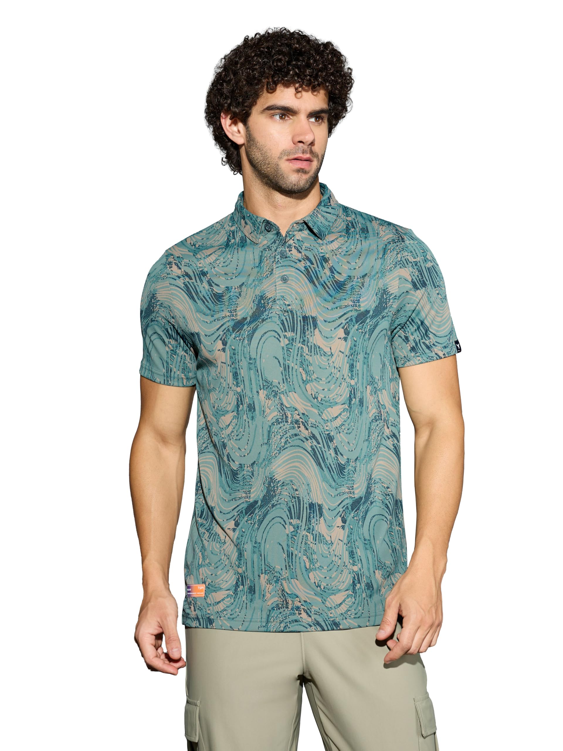 technosport Men's Polyester Slim Fit All Over Print Polo Neck Half Sleeve T-Shirt with Technocool+,SPF50+ and Quick Dry-picture-37