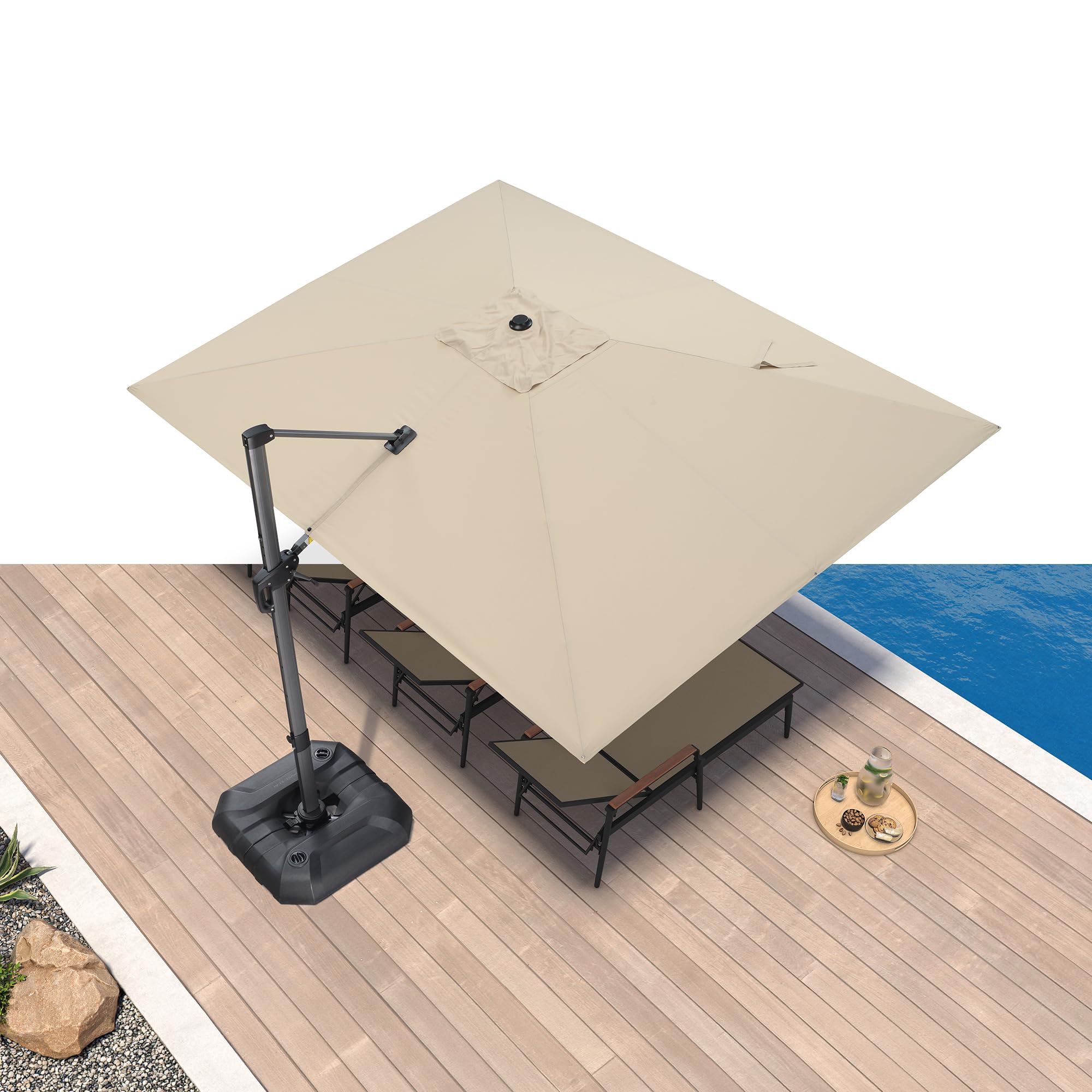 flavin 9 patio cantilever umbrella PURPLE LEAF 9' x 11.5' Rectangle 360° Rotation Beige Patio Umbrella Canopy Top foot square or 10 Baby Gift Size:23 EXCELER LT 3000D-C
