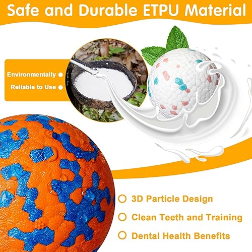 Miniatura 4 de Paquete de 10 pelotas para perros para masticadores agresivos de 2.5 pulgadas, pelota de tenis interactiva para perros, juguetes resistentes para