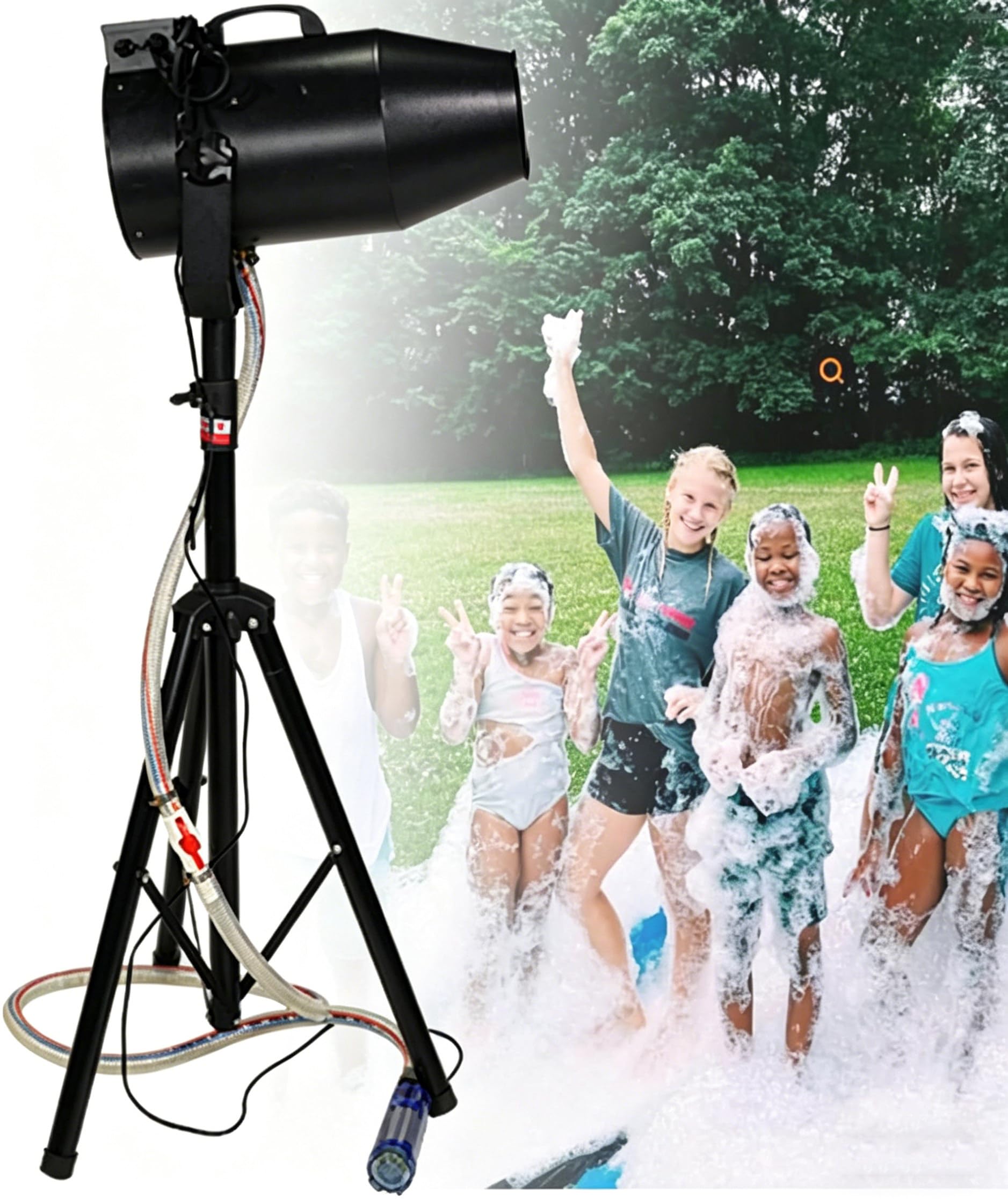 JozyJul Professional 1000W Foam Party Machine,Stage Jet Foam Making Machine for 6-10M Distance/80㎡ Area, for Large Events, Kids Parties and Outdoor Water Parks