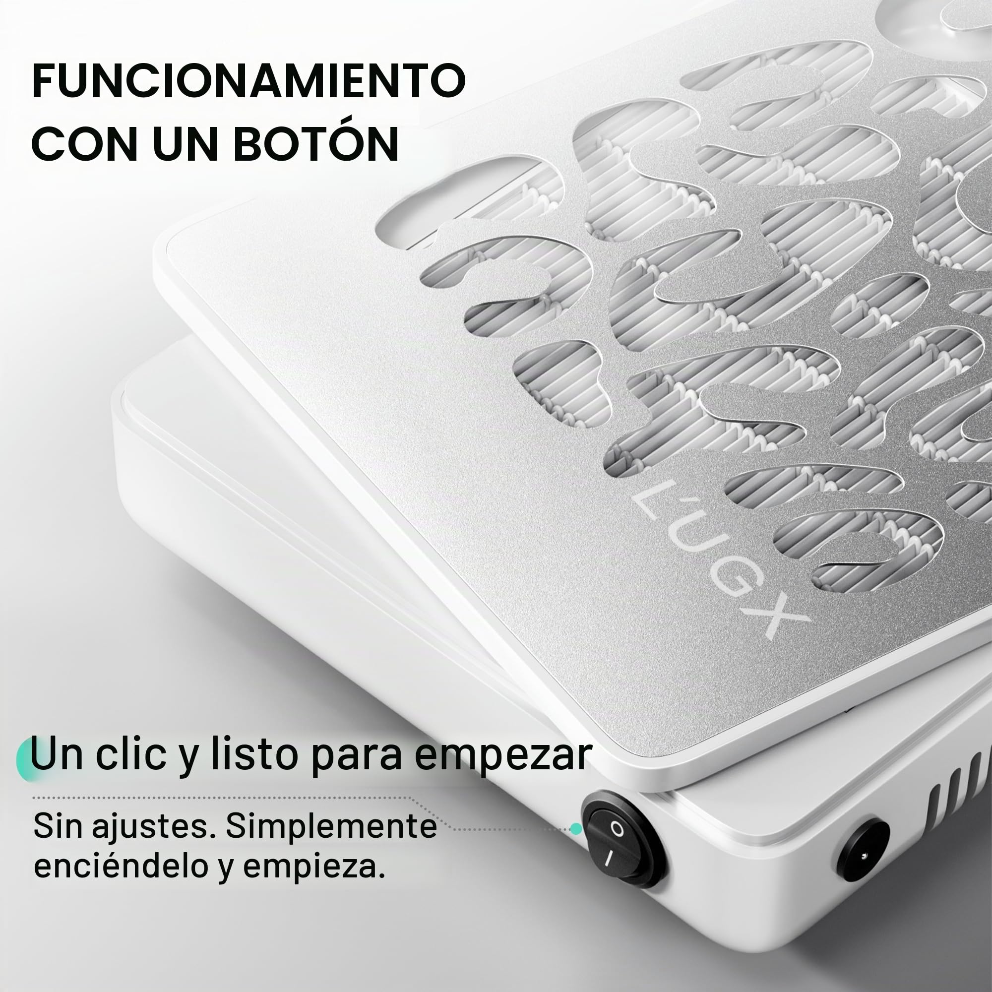 L'UGX 608S - Aspirador profesional de polvo para uñas, 650 Pa, 4500 rpm, motor sin escobillas, silencioso, para manicura y pedicura, incluye 30 papeles de filtro