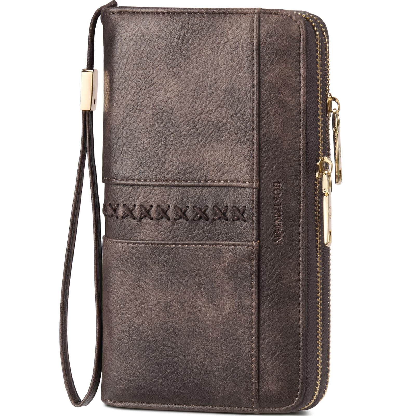 bostanten Wallets for Women Leather RFID Double Zipper Around Credit Card Holder Large Capacity Wristlet Clutch Wallet-picture-25