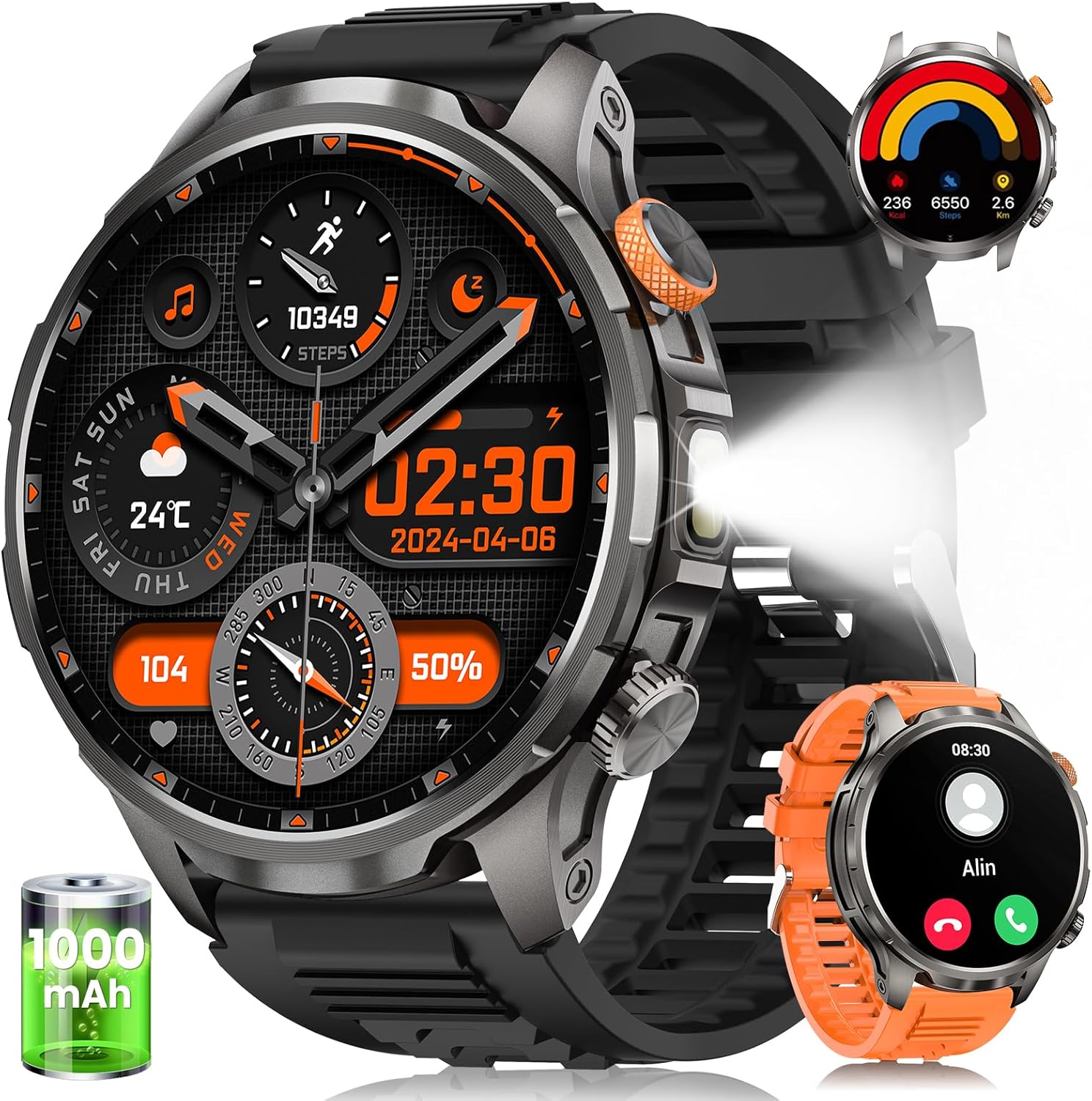 Durable Men’s Military Smartwatch: 100-Day Battery, 5 ATM, Fitness Tracker Durable Men’s Military Smartwatch: 100-Day Battery, 5 ATM, Fitness Tracker