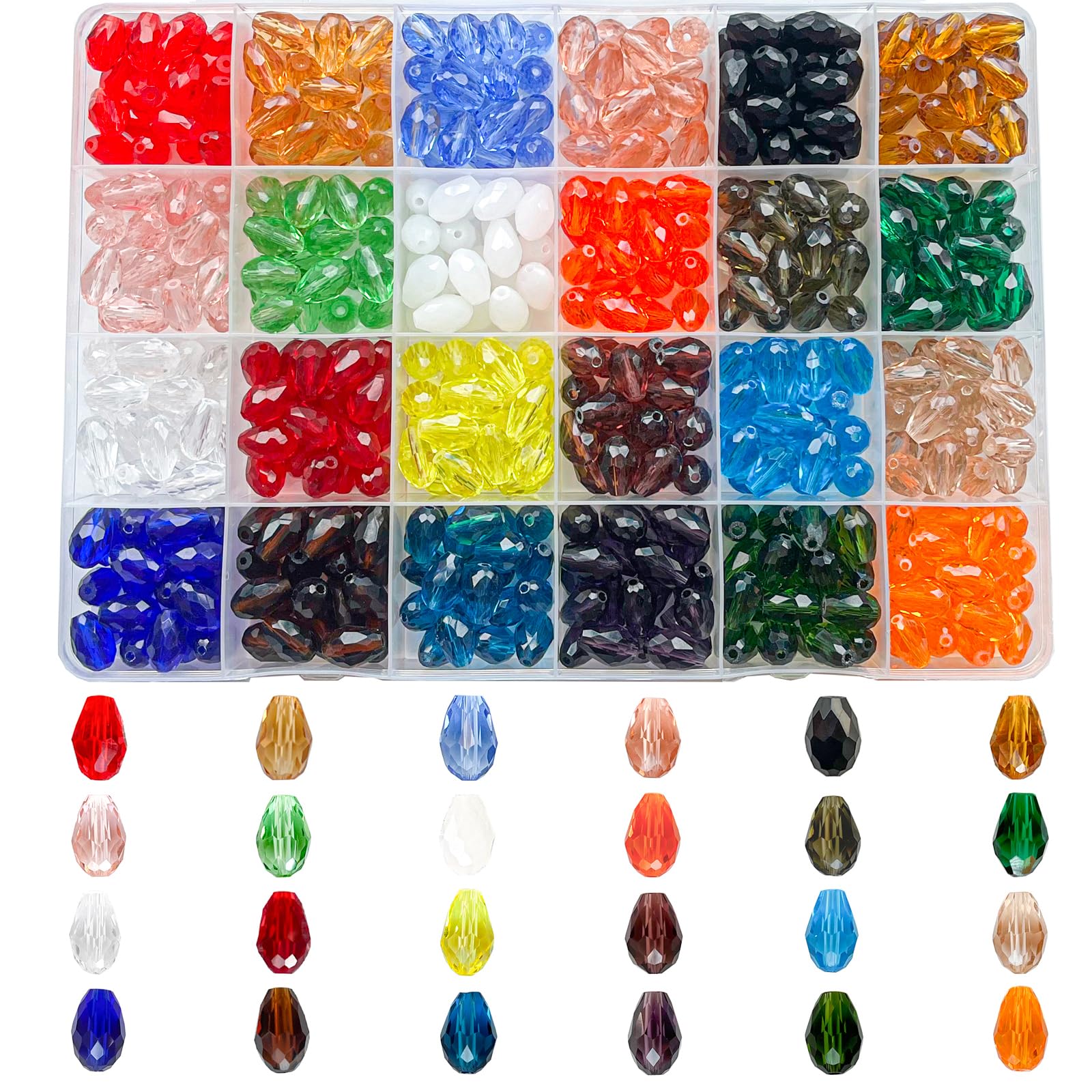 480 Pcs Teardrop Crystal Glass Beads for Suncatcher and Jewelry Making