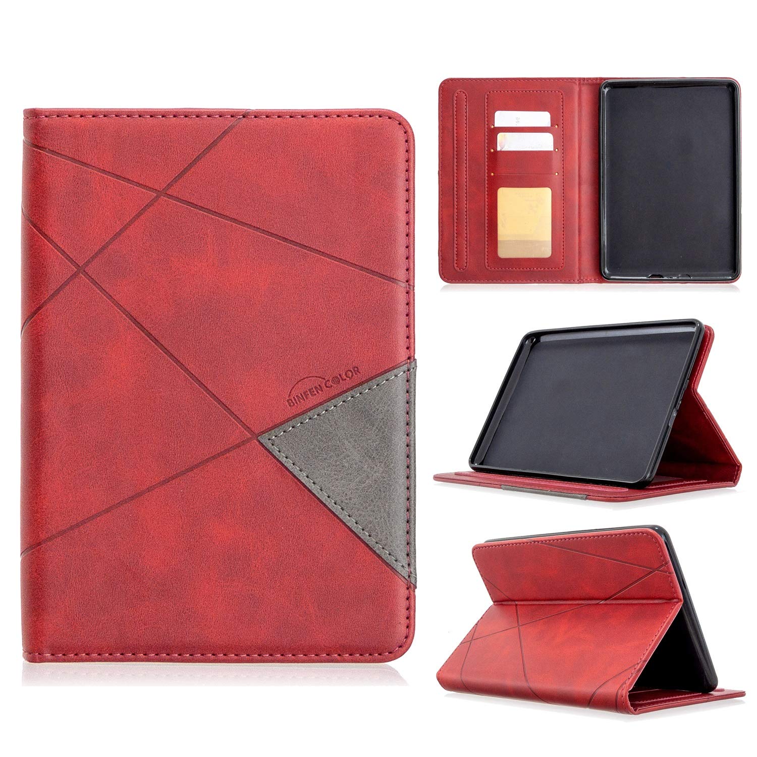 Voyage sur tablette Étui en cuir PU de qualité supérieure compatible avec Kindle Paperwhite 1/2/3/4 6 pouces, étui à rabat magnétique intelligent avec fente Compatible with carte/housse de protection