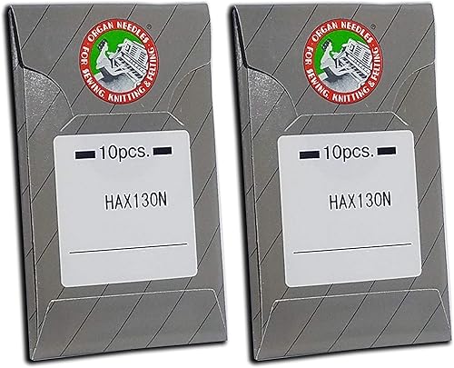 20 Agujas para máquina de coser Organ HAX130N de punto superior y bordado para máquina de coser en casa  Varios tamaños.