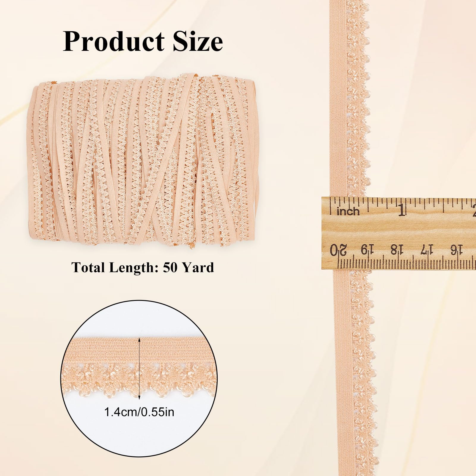 NICENEEDED 50 Yards Elastic Embroidery Strap, Embroidered Lace Sew on Trims - Image 2