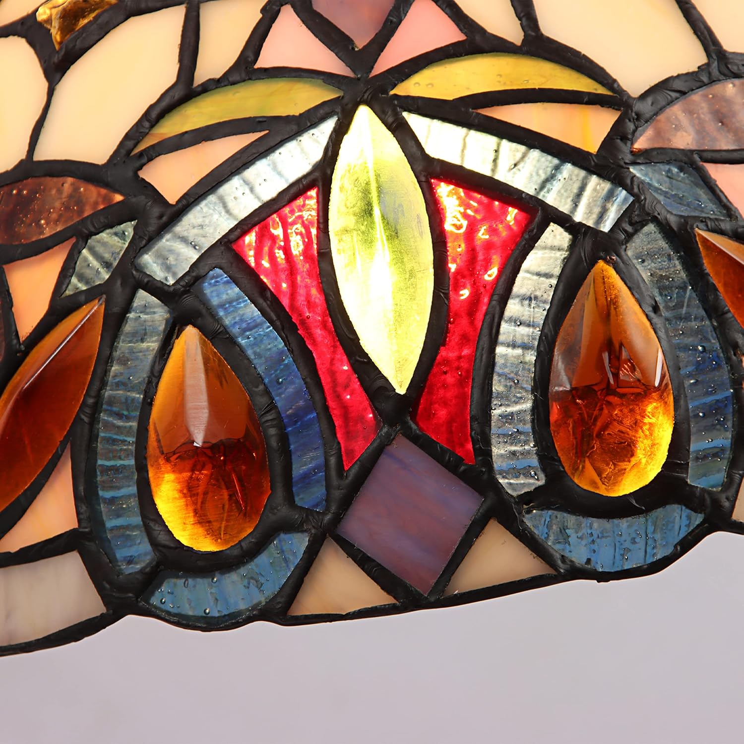 Victorian Tiffany-Style Bronze 1-Light Wall Sconce with Stained Glass