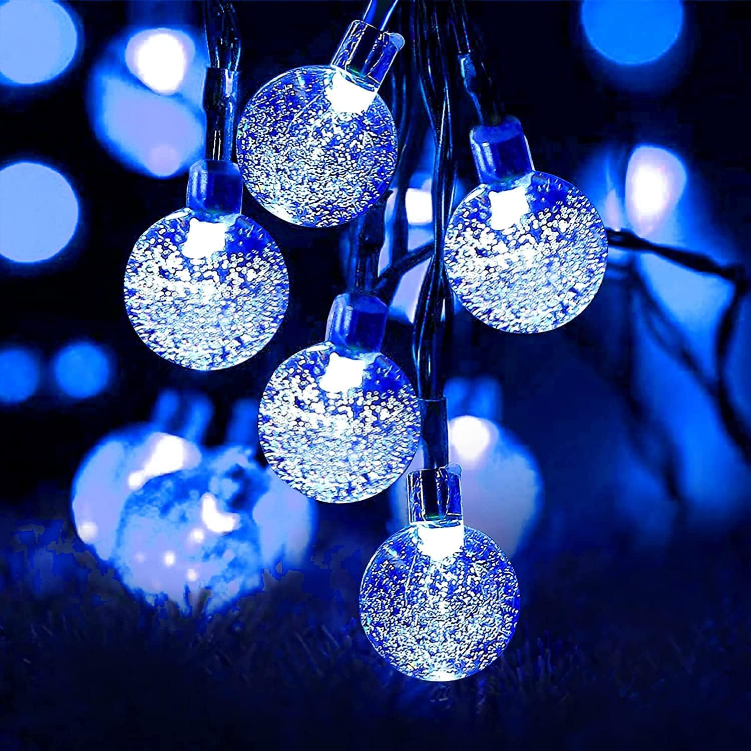 Lezonic Blue Solar Garden Lights,30Led Fairy Lights With 8 Modes,Solar String Lights Copper Wire 5M/16Ft Indoor/Outdoor Solar Lights For Patio, Yard, Christmas, Wedding Decor (Blue)