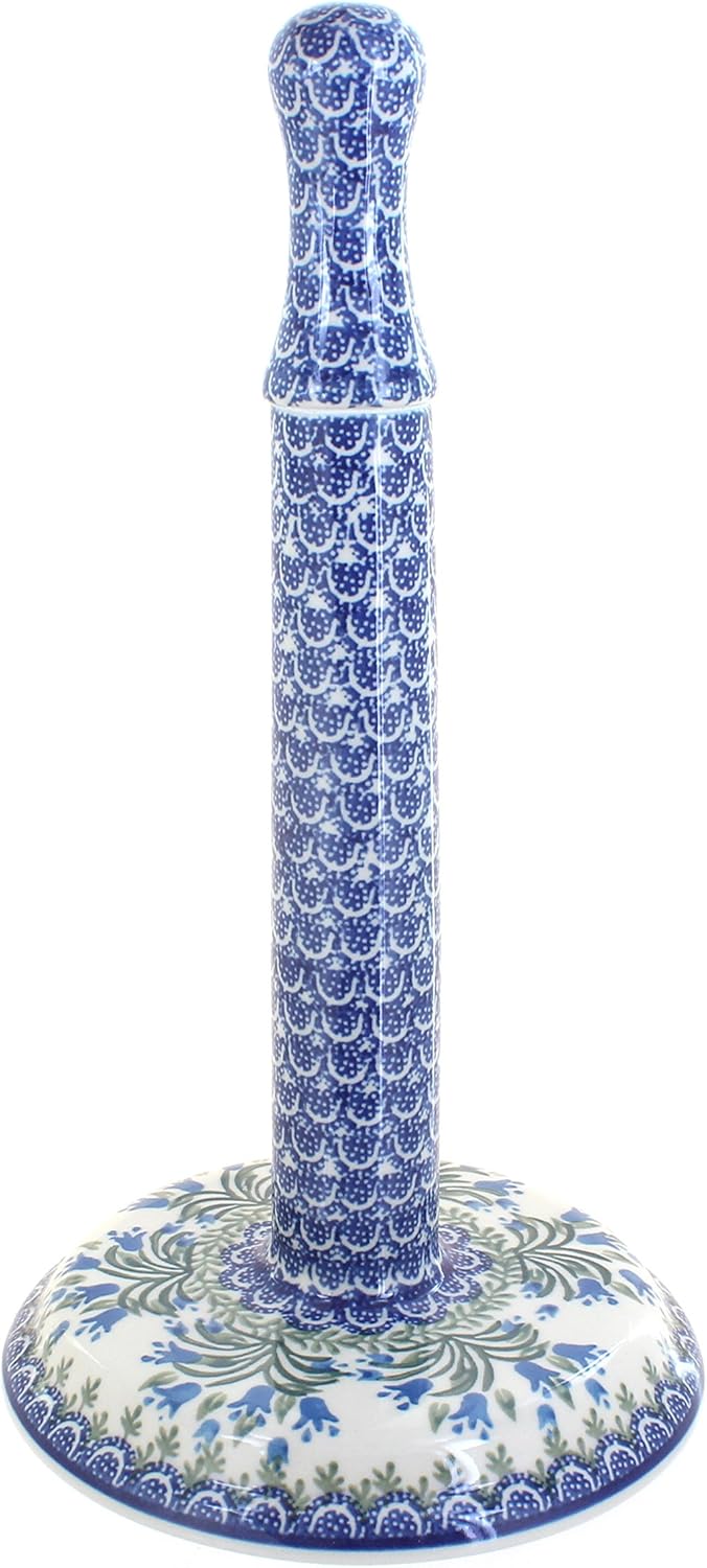 Blue Rose Polish Pottery - Brown Athena Paper Towel Holder - 12" Tall - Perfect Countertop Storage for Paper Towels