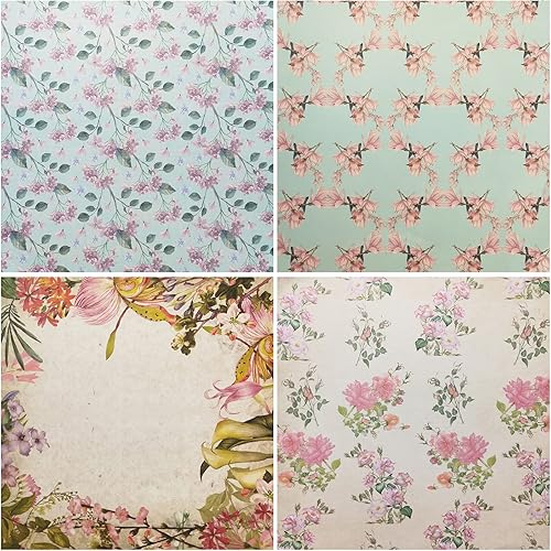 Miniatura 5 de Qililandiy 24 hojas de papel de cartulina  12 x 12 pulgadas precioso jardín floral de primavera temático de recortes papel decorativo para